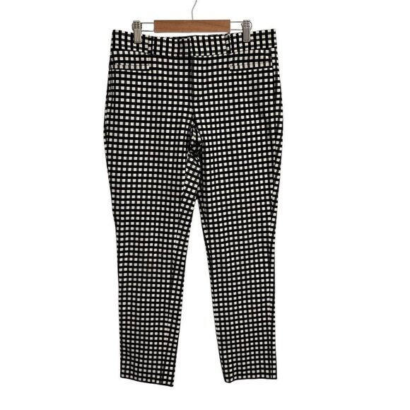 Banana Republic Sloan Fit Ankle Pants Black White Plaid Size 2 - Picture 1 of 7